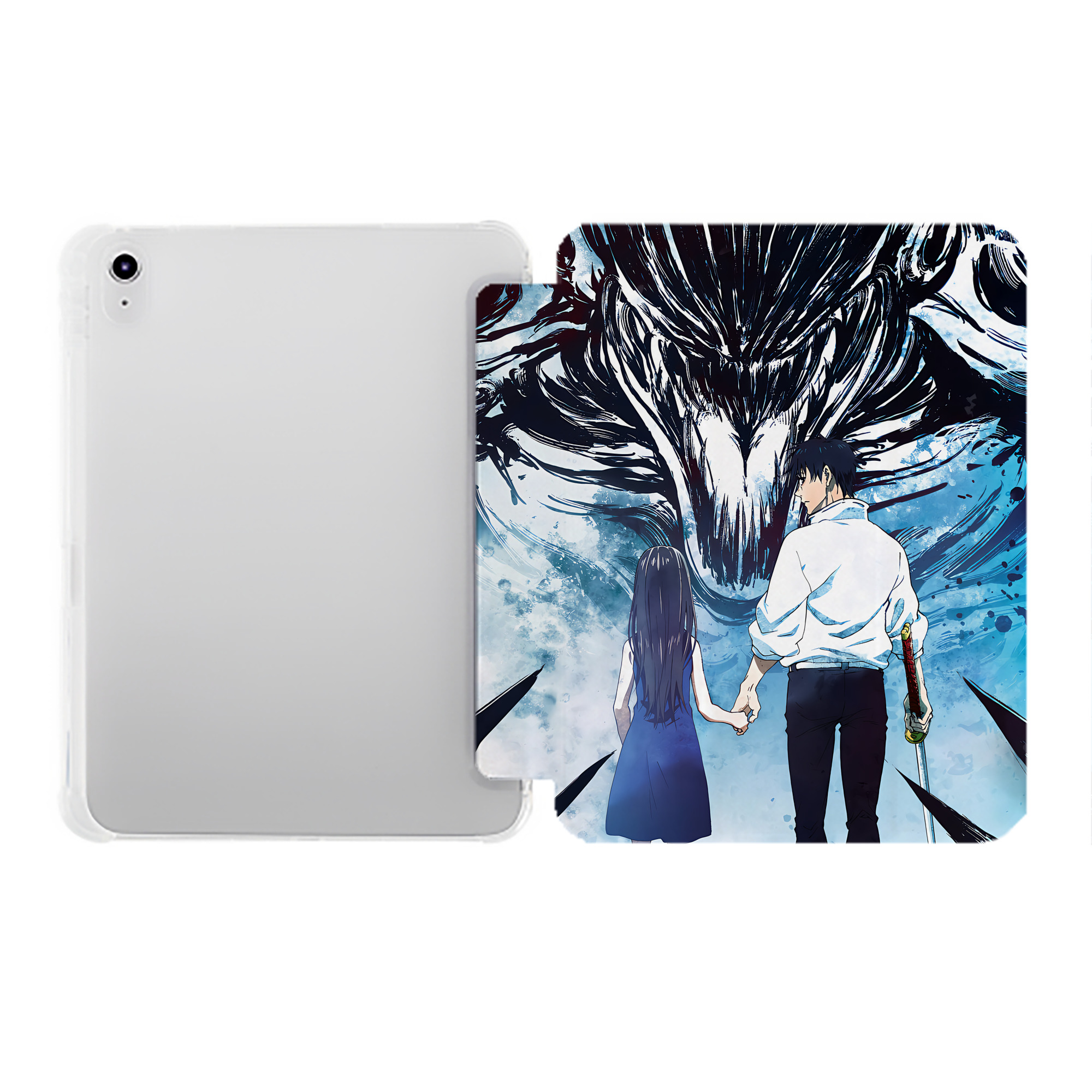 （画像用） 呪術廻戦 Jujutsu Kaisen IPad ケース ペン収納付き 三つ折りスタンド PUレザー×シリコン 対応機種9.5/10.5/10.9インチ